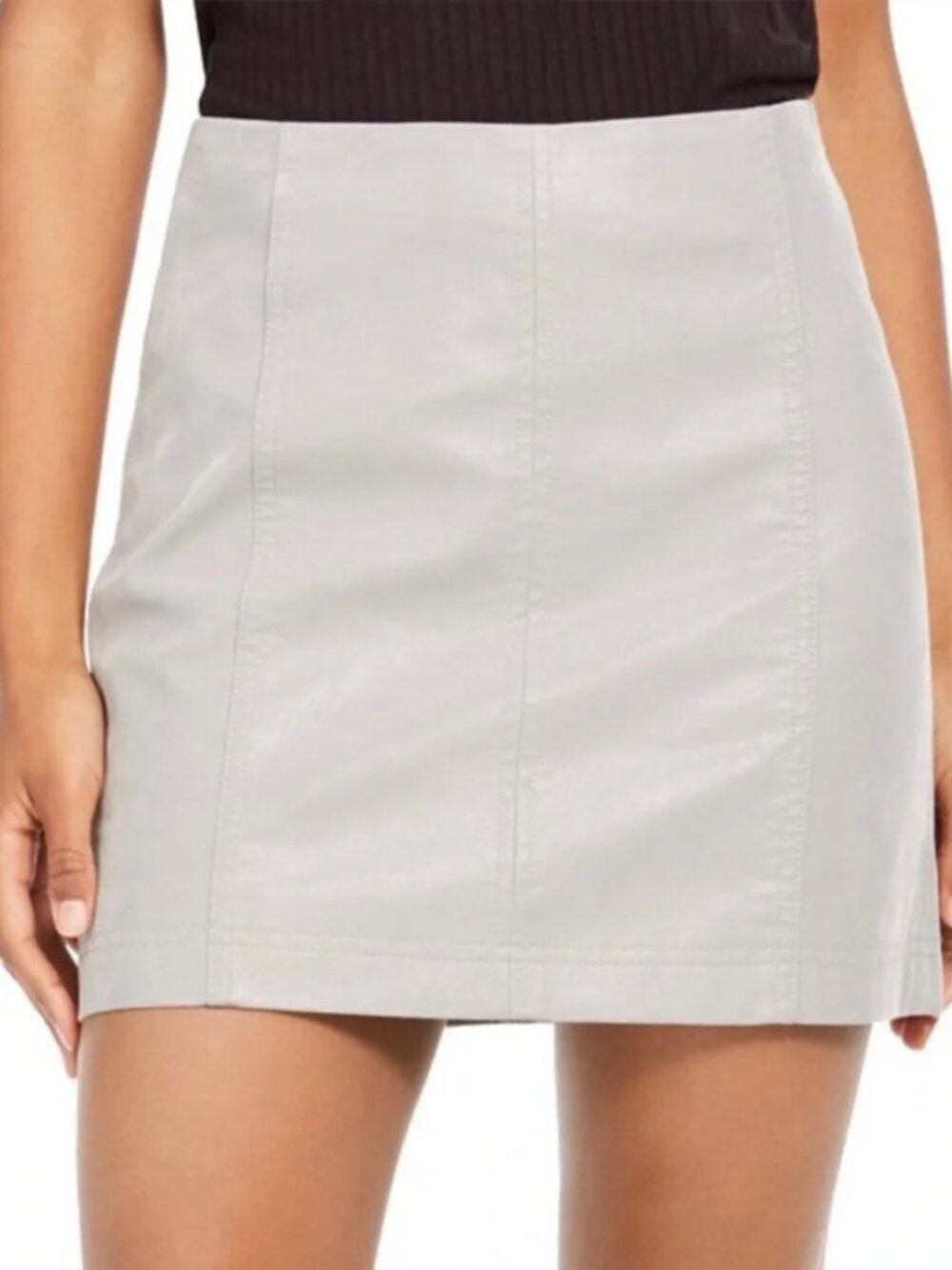 Free People Elegant Gray Leather Mini Skirt - Size 2